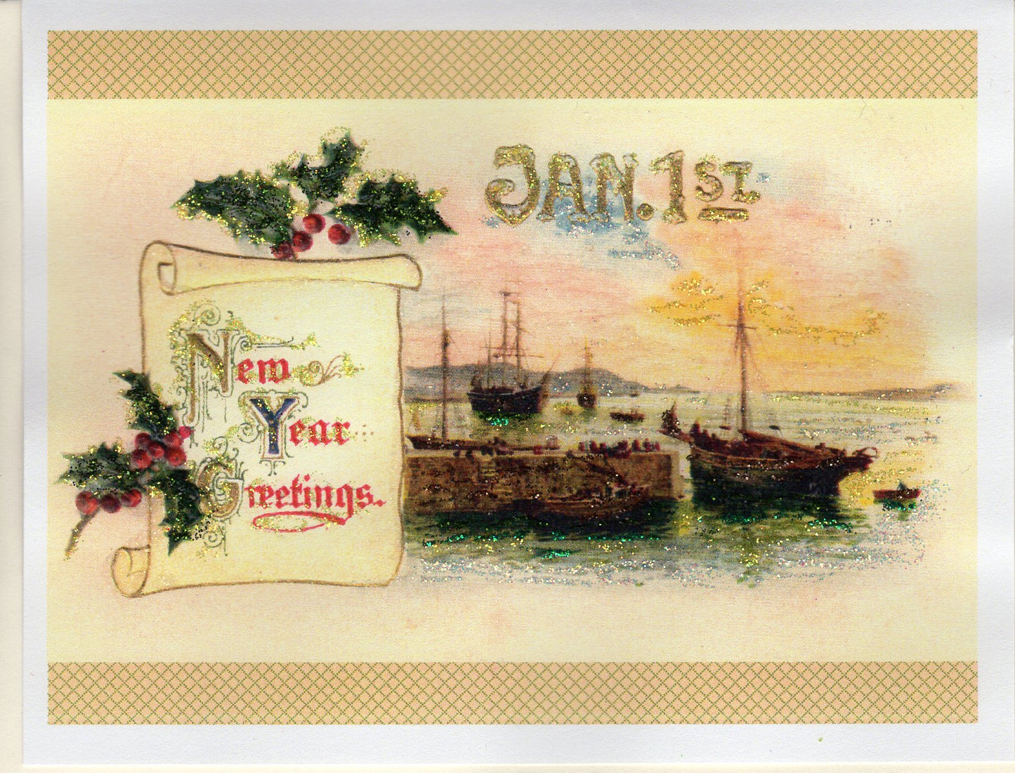 Nautical New Year Greetings Glitter Card