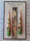 1920s Sea Glass Drop Earrings ~ Opaque Sea Green