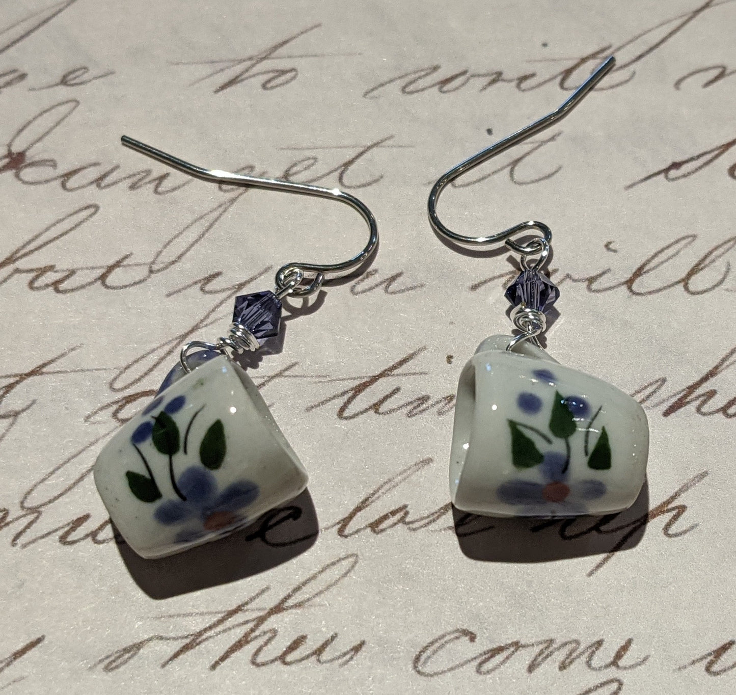Purple Floral Mini Mug Earrings