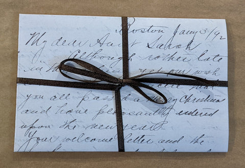 My Dear Aunt Sarah...Boston Letter 1892 ~ Reproduction of 1 Letter & Glittered New Year's Card