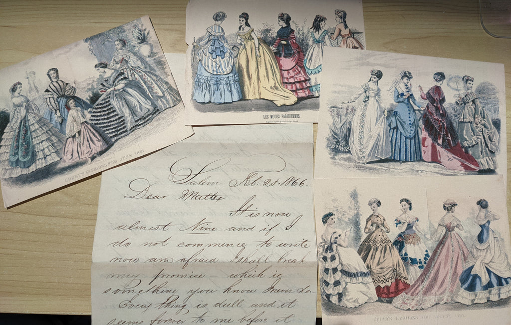 Late 1860s Fashion Prints & Salem Letter Ephemera Set ~ Reproduction