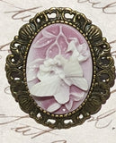 Mauve Butterfly Cameo Pin with Bail
