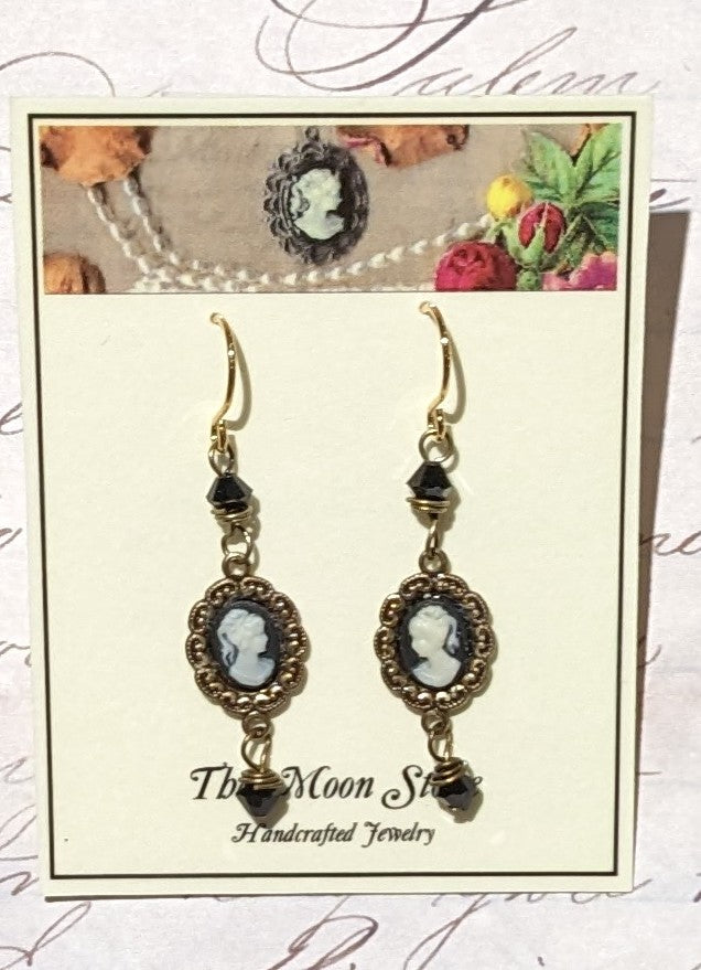 Antique Brass Cameo Earrings