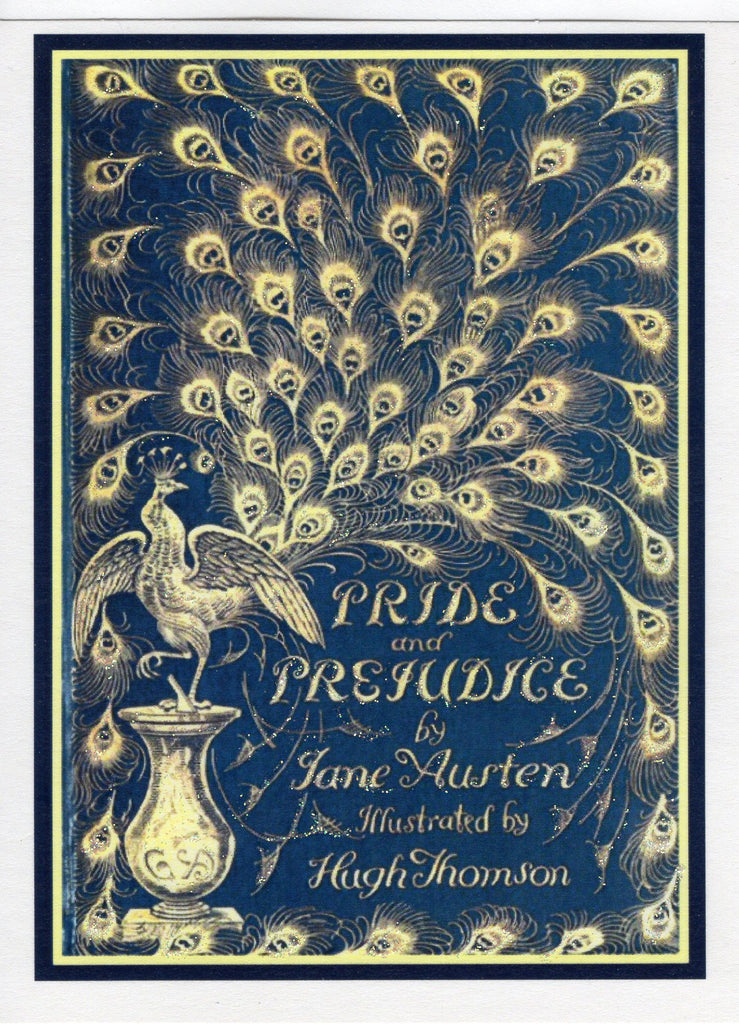 Pride and Prejudice Peacock Book Cover Glitter Note Card