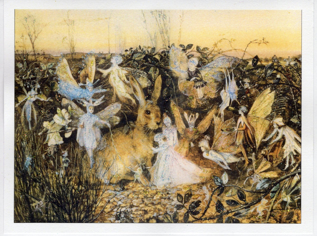 Rabbit Among the Fairies Glitter Card