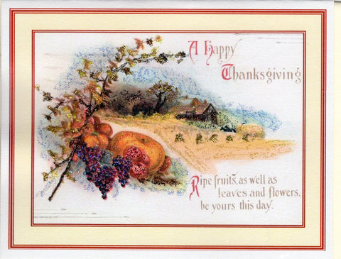 A Happy Thanksgiving ~ Ripe Fruits Thanksgiving Glitter Card