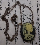 Victorian Lady Skull Cameo Necklace