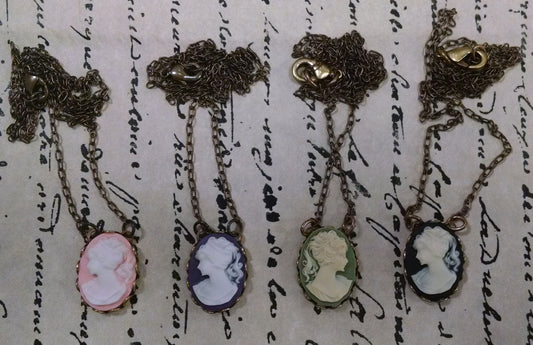 Victorian Brass Cameo Necklace