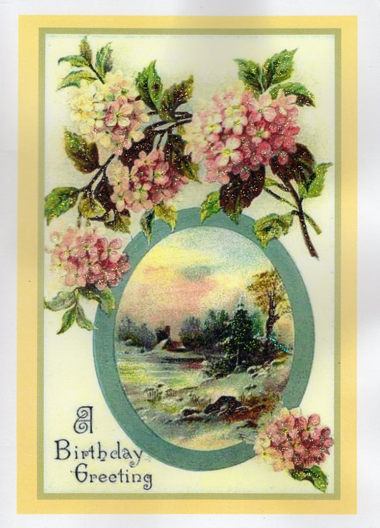 A Birthday Greeting ~ Hydrangeas Glitter Card