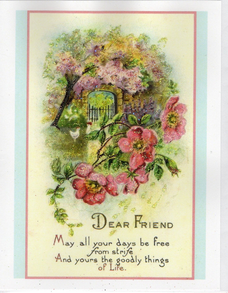 Dear Friend...Garden Wall Glitter Card