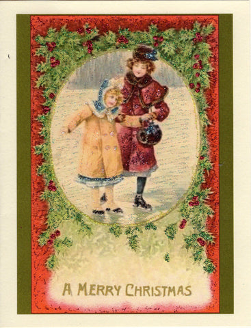 Ice Skaters...A Merry Christmas Glitter Card