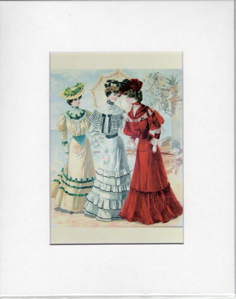 1900s Edwardian Era Fashion 5x7 Print in 8x10 Mat