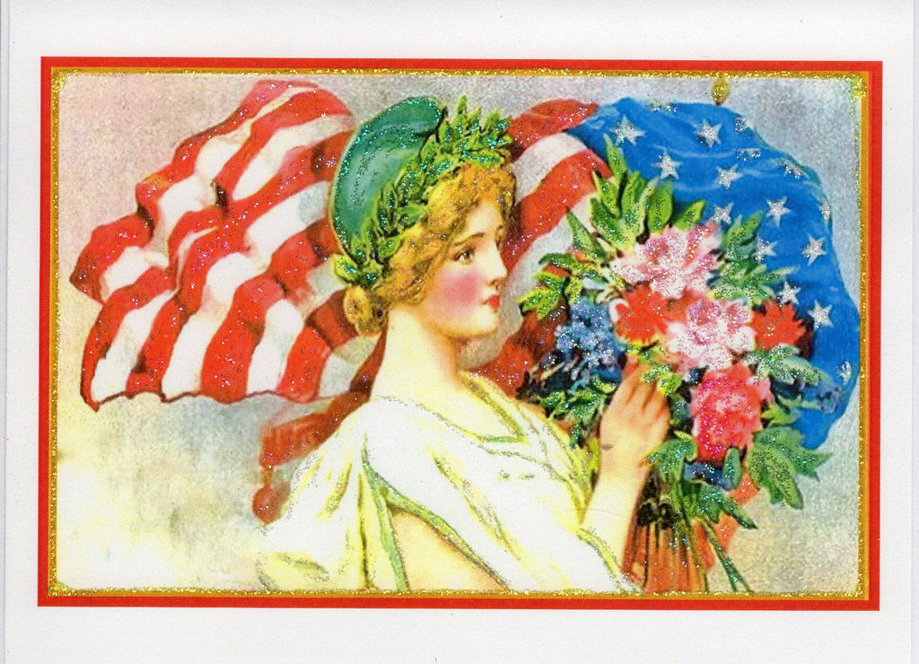 Lady ~ Fourth of July Glitter Card
