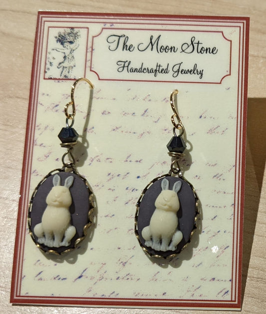 Rabbit Cameo Earrings