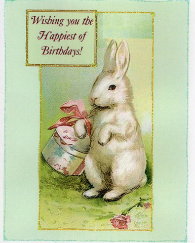 Wishing you the Happiest of Birthdays Bunny Glitter Card
